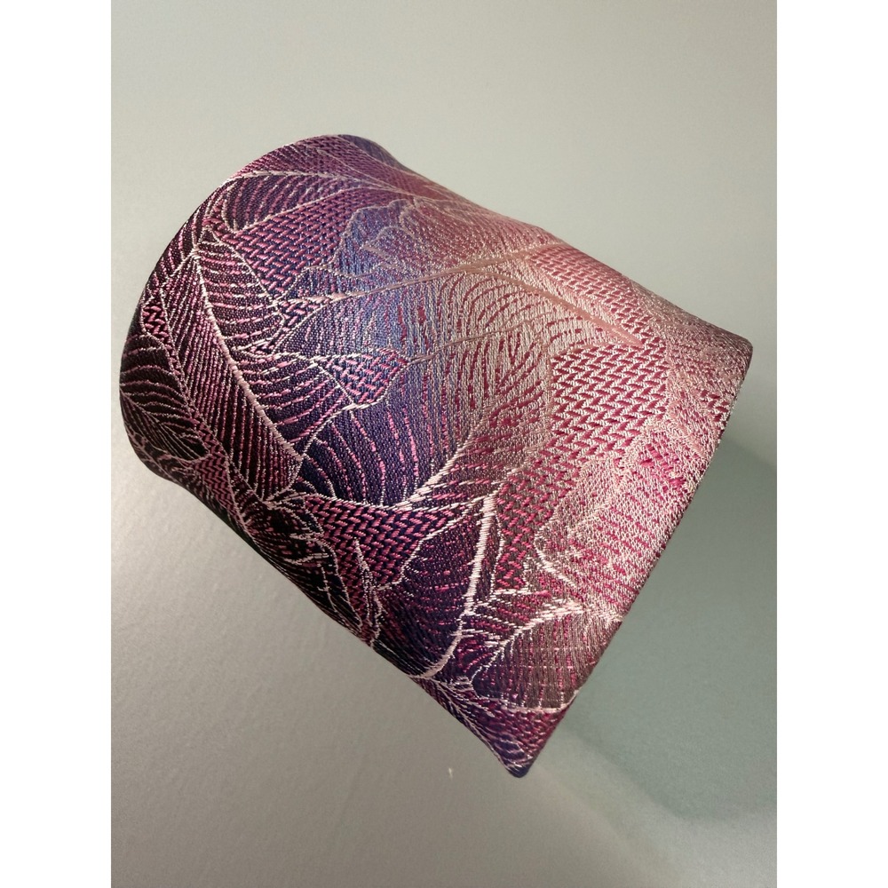 Van Heusen Mens Purple Pink Blue Leaf Pattern Textured Formal Necktie